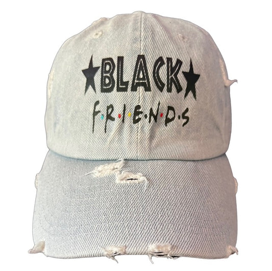 Black Friends Distressed Denim light reflective hat