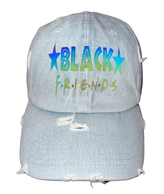 Black Friends Distressed Denim light reflective hat