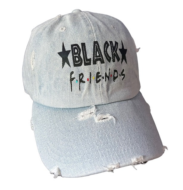 Black Friends Distressed Denim light reflective hat