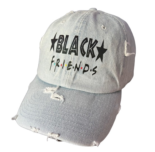 Black Friends Distressed Denim light reflective hat