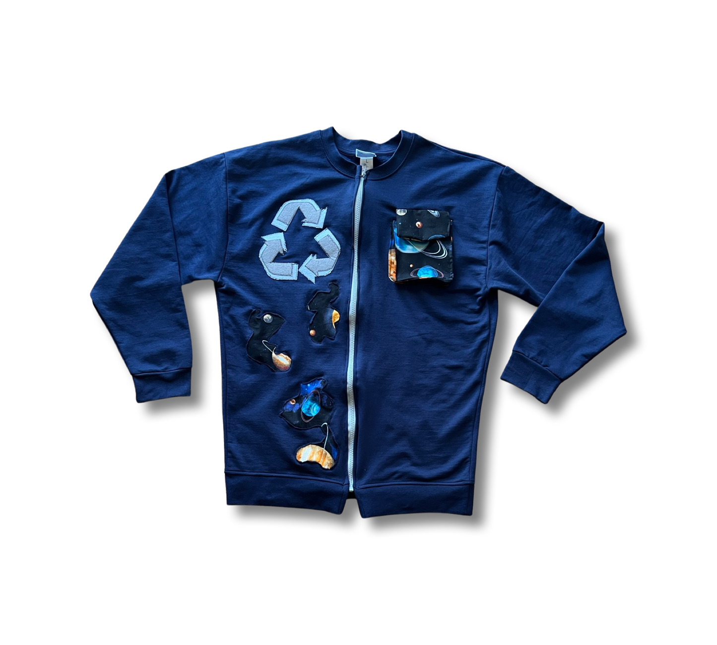 Galaxy Recycle Navy Blue Bomber Jacket (1 of 1)