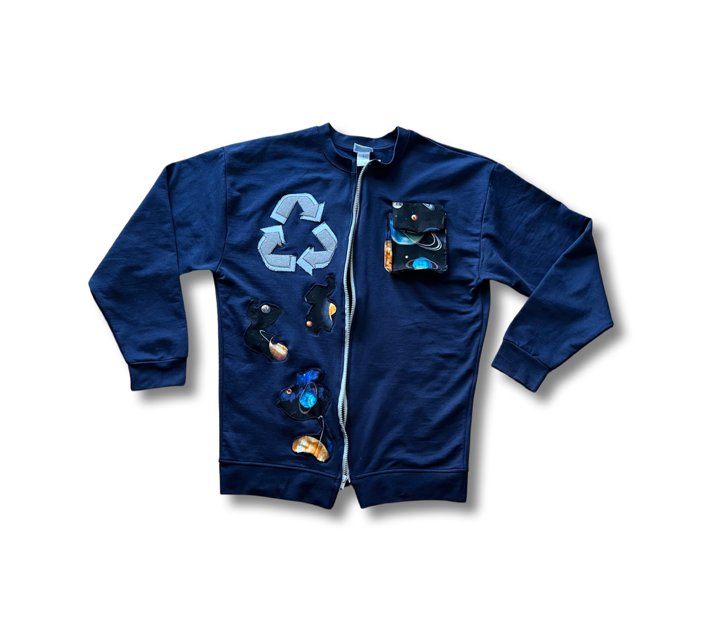 Galaxy Recycle Navy Blue Bomber Jacket (1 of 1)