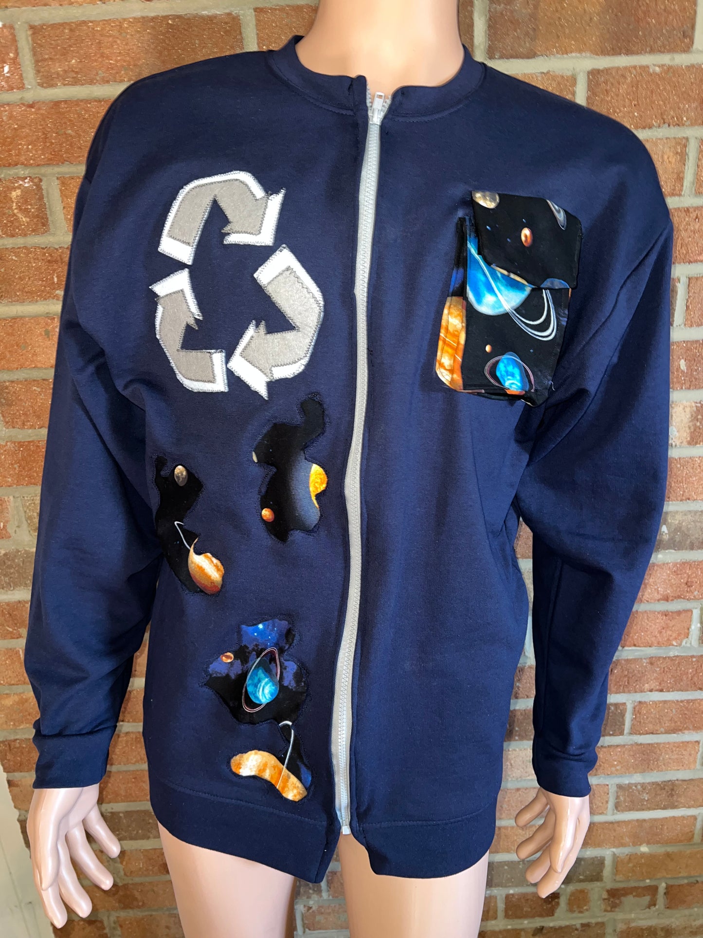 Galaxy Recycle Navy Blue Bomber Jacket (1 of 1)